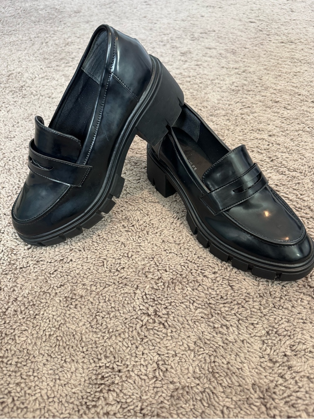 Sincerely Jules Dylan Black Patent Chunky Loafers Size 8M